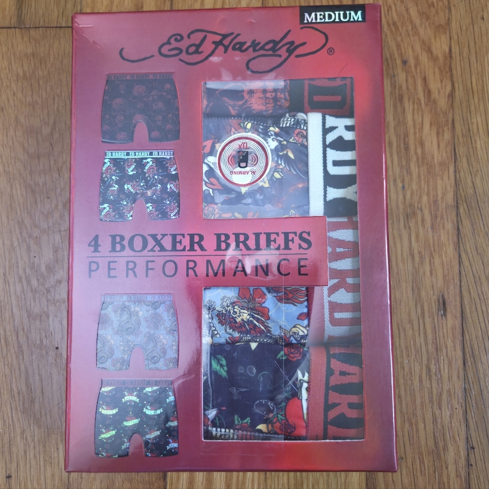 New In Box Ed Hardy Men's Boxer Brief Performance- Multicolor Size M